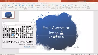Hvordan man bruger skrifttype fantastisk i dokumenter? : Font Awesome ikoner brugt i en Powerpoint-præsentation