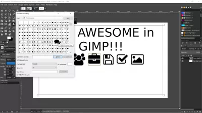 Comment utiliser Font Awesome dans les documents? : Parcourir la carte de caractères impressionnante de polices à inclure dans GIMP