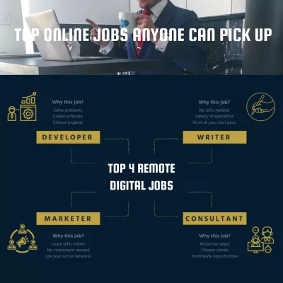 누구나 얻을 수있는 최고의 디지털 유목민 직업 4 가지를 소개합니다 : Infographic : Top 4 Digital Nomad Jobs 누구나 픽업 할 수 있습니다.